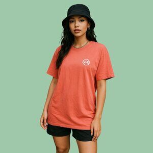 Y&R Coral Red Graphic Logo Tee Oversized Unisex Streetwear Shirt 100% Cotton (L)